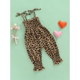 thumbnail image 3 of Kiapeise Baby Girls Sleeveless Strap Romper Heart Print Halter Jumpsuit Pants Leopard Overalls Toddler Ruffle Pleated Bodysuit, 3 of 8