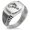 Silver, variant on Stainless Steel Celestial Satyr Goat CZ Ribbed Needle Stripe Pattern Biker Style Polished Ring