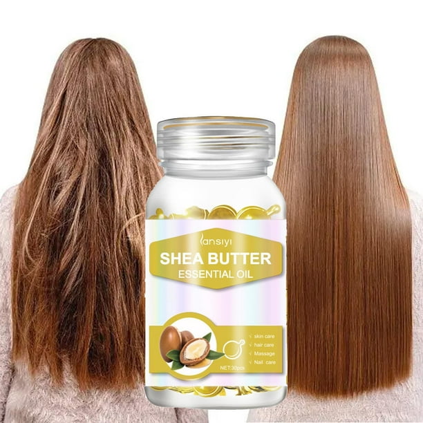 Aceite capilar con aceites esenciales, 30 cápsulas. Aceite capilar con queratina para puntas abiertas. Acondicionador hidratante reparador para cabello seco o dañado de todo tipo. 30 ml por cápsula.