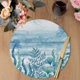 thumbnail image 3 of Turquoise Jellyfish Coastal Round 13 Inch Placemats Set of 2, Summer Ocean Seaweed Wooden HeatResistant Non Slip Place Mats for Dining Table, Wipeable Braided Kitchen Table Mats for Housewarming, 3 of 9