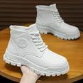 thumbnail image 4 of Men's White Boots - Mid-Calf Height Chunky Sole Rugged Traction Tread, Lace-Up Round Toe Winter & Autumn Boots for,M Casual & Casual Attire - Comfortable Durable Boots for Men with Cushioned Insole, 4 of 10