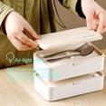thumbnail image 3 of Original Bento Box Lunch Box Japanese Style 2 Layer Food Containers with Utensils Spoon and Fork Bundle Divider Salad Box for Men Women(Pink), 3 of 11