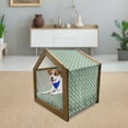 thumbnail image 3 of Green Pet House, Greek Inspired Romance Cupid Silhouette Pattern with Little Hearts Print, Outdoor & Indoor Portable Dog Kennel with Pillow and Cover, 5 Sizes, Jade Green Purple Cream, by Ambesonne, 3 of 5