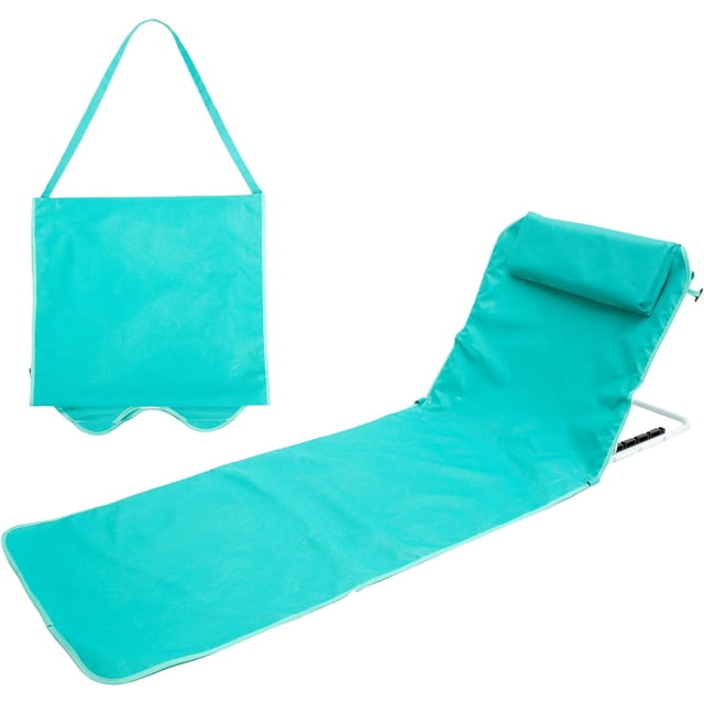 FYBTO Chaise de Plage Portable, Chaise de Camping, Chaise de Plage Pliante avec Support Dorsal et Sac de Rangement, Chaise de Plage Inclinable Réglable Légère pour Voyage Pêche Randonnée (Longue, Bleu Pâle)-1066