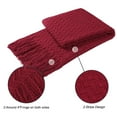thumbnail image 7 of 100% Acrylic Knit Throw Blanket Wave Pattern Soft Blanket with Tassels for Couch, Bed, Sofa, 50x60 Inch, Dark Red, 7 of 7