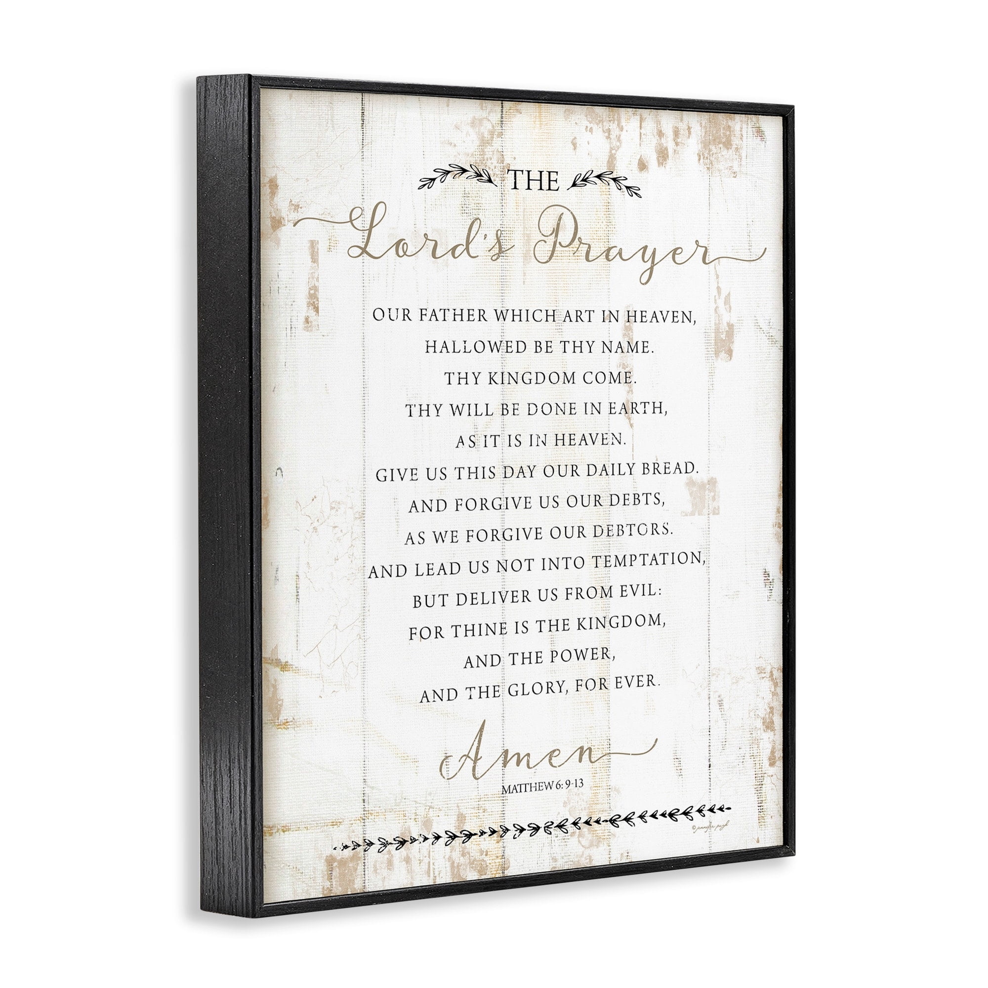 The Stupell Home Decor The Lords Prayer Our Father Rustic Distressed White Wood Look