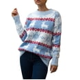 thumbnail image 1 of Pull de Noël pour Dames, Blouse Mi-Longue Ample, Cardigan Tricoté à Col Rond, Pull de Mode, Imprimé Graphique, Manches Longues, Chaud, 1 of 6