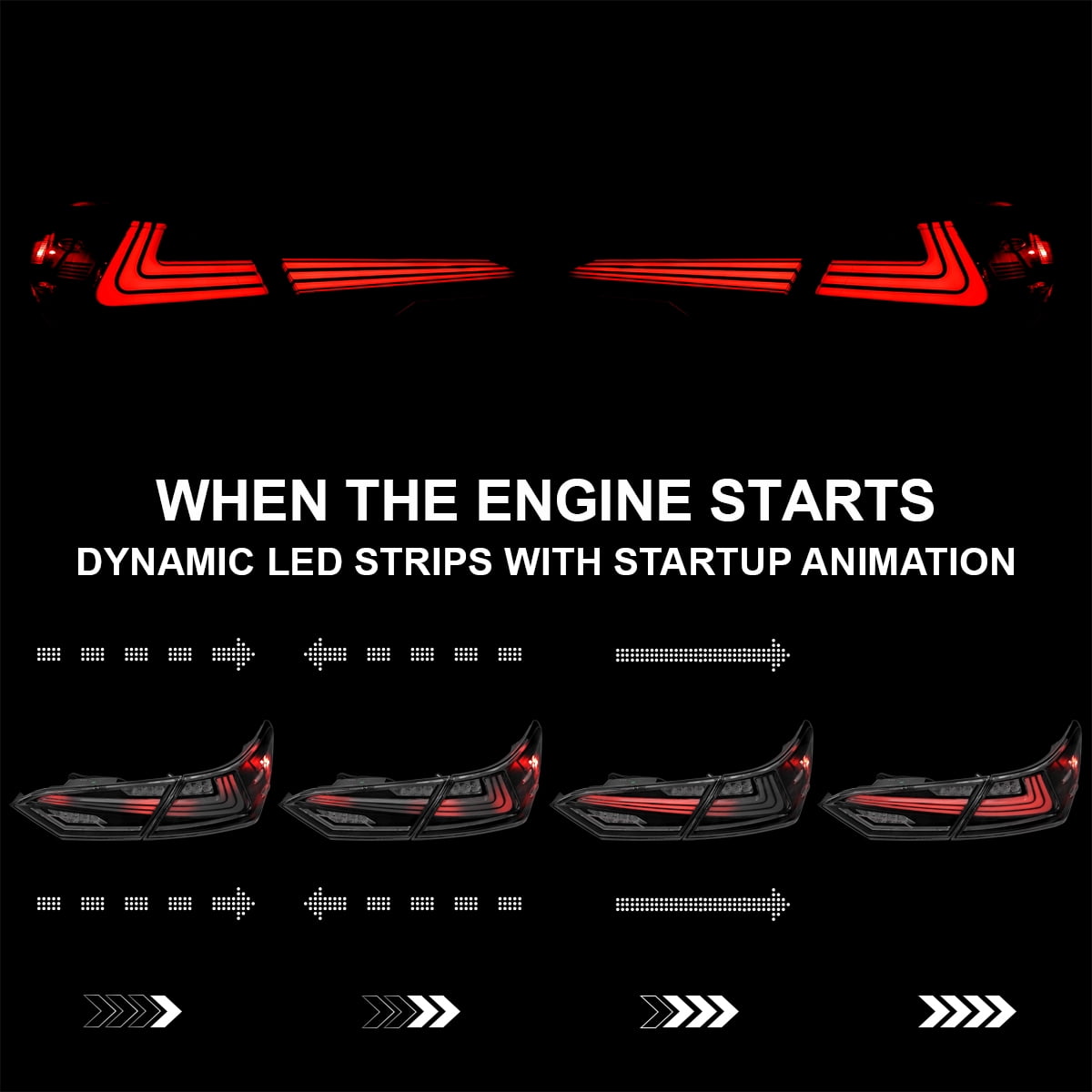 Spec-D Tuning Black Sequential Tail Lights w/ LED Turn Signal and Startup Animation Compatible with 2018-2022 Toyota Camry, Left + Right Pair Assembly