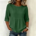 thumbnail image 3 of Maplenight Peplum Blouses for Women Cotton Crew Neck Half Sleeve Tops Office Casual Work Summer Shirts, 3 of 5