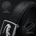 thumbnail image 4 of TRISJEM Men's Genuine Cowhide Leather Ratchet Belt with 3D Crocodile Automatic Buckle, Crocodile Embossed No-Hole Dress Belt, 1.38" Wide Adjustable Belt for Jeans, Chinos and Business Casual, Waist 3, 4 of 8
