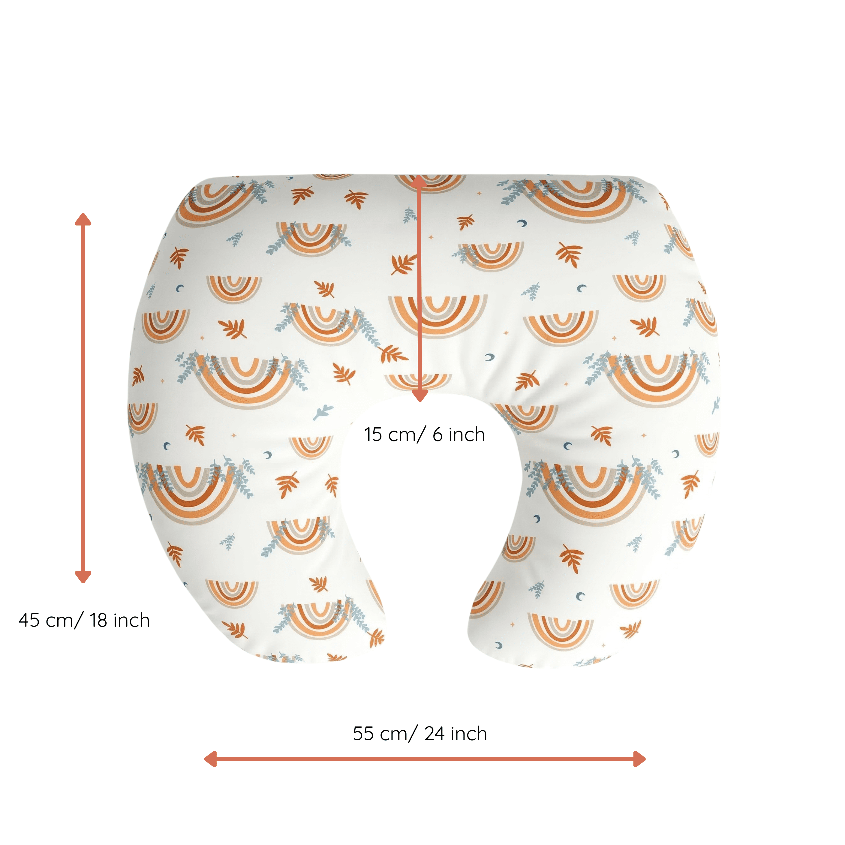 Jolly Jumper Baby Sitter Nursing Pillow - Rainbows | 100% Cotton, Hypoallergenic Support Cushion for Breastfeeding, Sitting & Lounging | Made in Canada