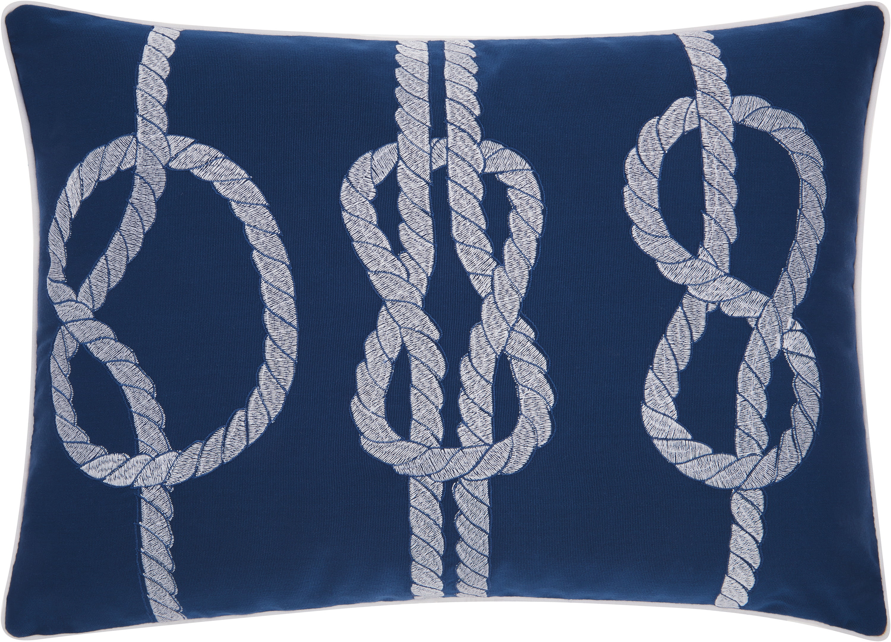 Nourison Outdoor Pillows 3 Knots Navy/White Decorative Throw Pillow