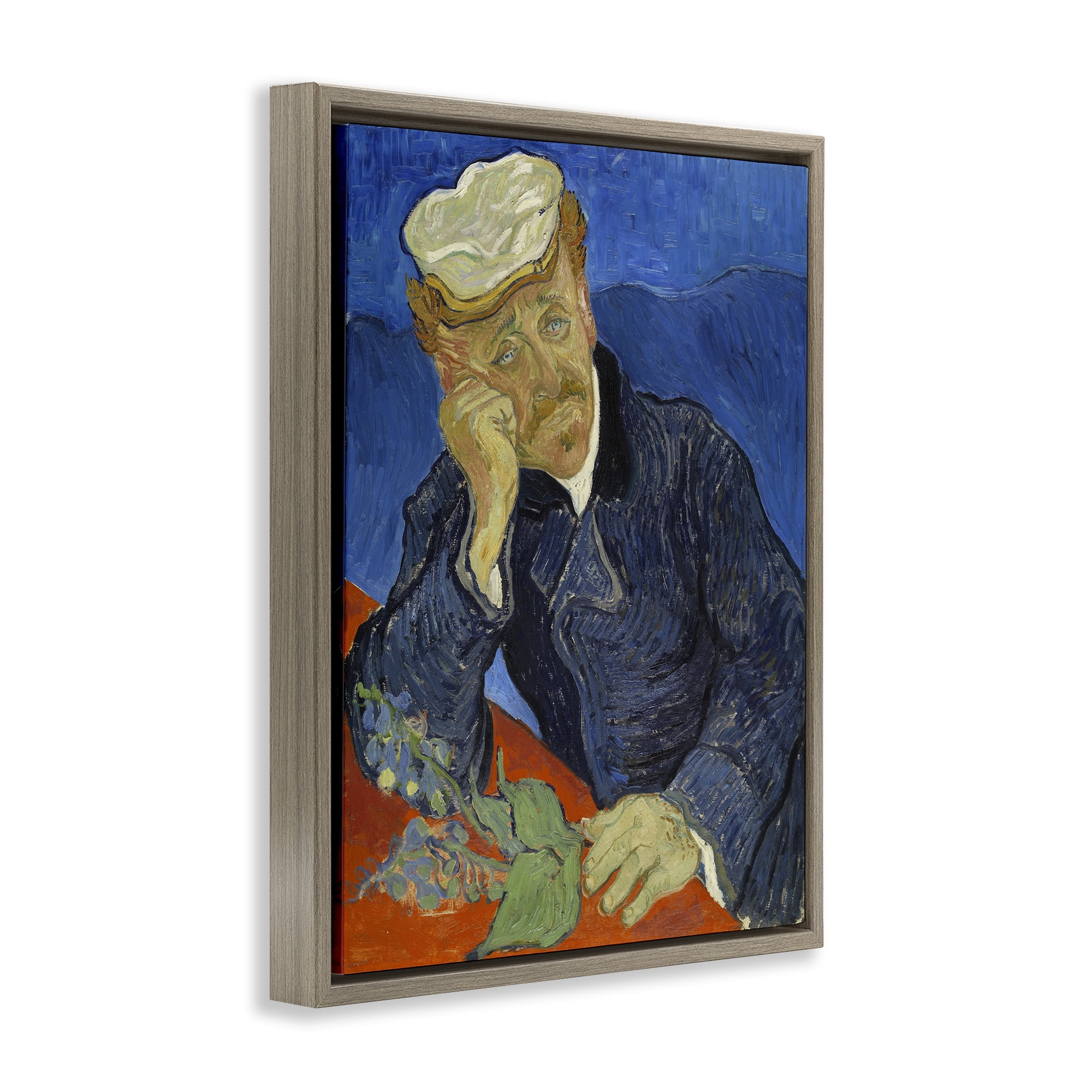 Stupell Industries Van Gogh Dr Paul Gachet People Painting Brown Floater Framed Canvas Art Print Wall Art, 17 x 21