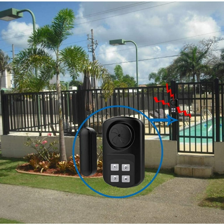 Pool Door Alarm Wireless Pool Gate Alarm 140dB Waterproof Door