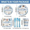 thumbnail image 3 of 168pcs Western CowBoy Party Decoration Tableware - Birthday Party Supplies Include Plate, Napkin, Cup, Cutlery, Wild West CowBoy Theme Party Decorations Dinnerware | Serve 24, 3 of 7