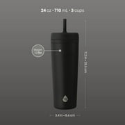 TAL 24oz Stainless Steel Rowan Tumbler with Silicone Straw, Black