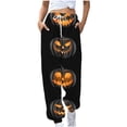 thumbnail image 2 of Womens Halloween Outfit Cotton Sweatpants Midweight Warm Cozy Elastic Waist Drawstring Loose Sports Pants (2XL, Multicolor 06), 2 of 4