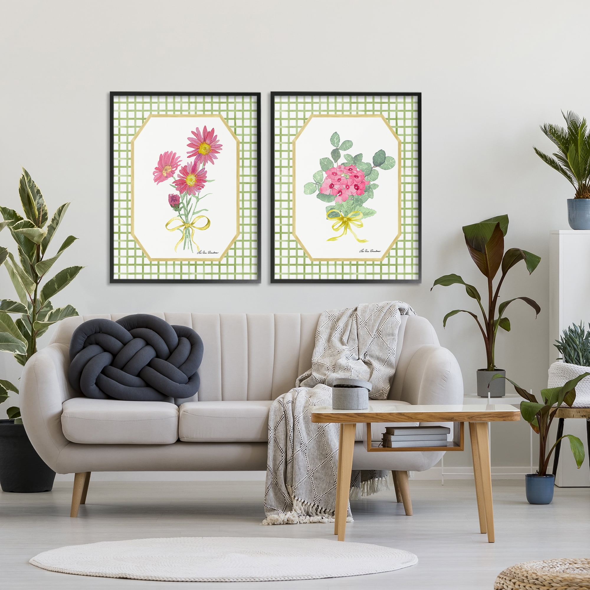 Cottage Botanical Story 2 Piece Black Framed Giclee Art Set, design by Lee Ann Sanders