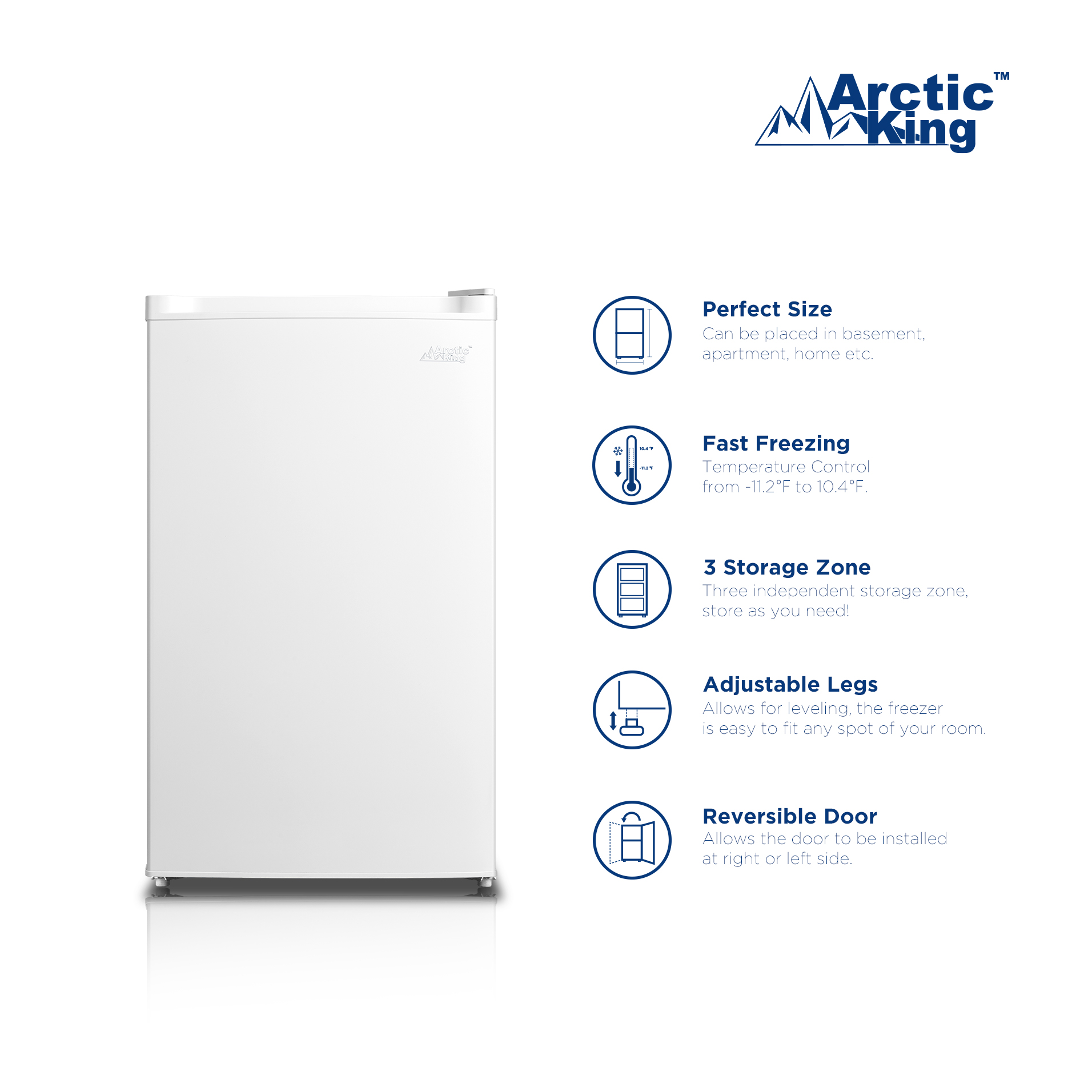Arctic King 3.0 Cu ft Upright Freezer White, E-Star, ARU030S1ARWW - image 2 of 15