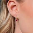 thumbnail image 4 of Gem Stone King 14K Yellow Gold Red Created Ruby Dangle Earrings for Women | 0.50 Cttw | Gemstone July Birthstone | Round 4MM, 4 of 7