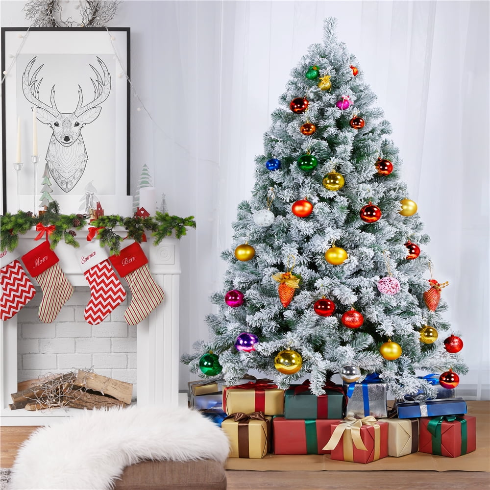 Renwick 6 Ft Frosted Artificial Christmas Tree with Stand, Green