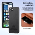 thumbnail image 4 of For iPhone 16e Case Wireless Charging, Slim PU Leather Vintage Shockproof Phone Case Cover Lightweight Soft TPU Bumper  Hybrid Protective Case For iPhone 16e,Black, 4 of 9