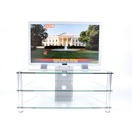 RTA Home Office 42 Inch Plasma TV Stand Tempered Glass Wire