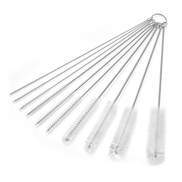 Apuakthei - Juego de 10 cepillos para limpiar pajitas, cepillo para limpiar botellas de 20 cm y cepillo para tubos de nailon para vasos, vasos, botellas de agua y pajitas