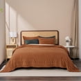 thumbnail image 6 of EVERGRACE Velvet Quilt Queen Size, Luxury Velvet Bedding Set, Ultra Soft Ruched Quilt Sets, Lightweight Comforter Vintage Textured Bedspread Coverlet with 2 Shams for All Season, Burnt Orange, 6 of 8