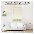 thumbnail image 3 of 1" Vinyl Slats Room Darkening Cordless Window Blinds, 64L x 34W Inches Manual Operation Mode Blackout Privacy Blind, Solid Pattern Ceiling-Outside Mount Pull-Up Mini Blinds, Beige, 3 of 9
