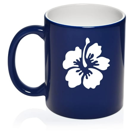 

Hibiscus Flower Ceramic Coffee Mug Tea Cup Gift for Her Wife Sister Best Friend Girlfriend Coworker Birthday Cute Graduation Housewarming Family Flower Lover Wedding (11oz Blue)