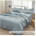 thumbnail image 2 of Simple&Opulence 100% European Washed Linen Duvet Cover with Pom Pom Trim,Queen Size,Farmhouse Linen Bedding Set,1 Boho Comforter Cover and 2 Pillowshams(Stone Blue), 2 of 6