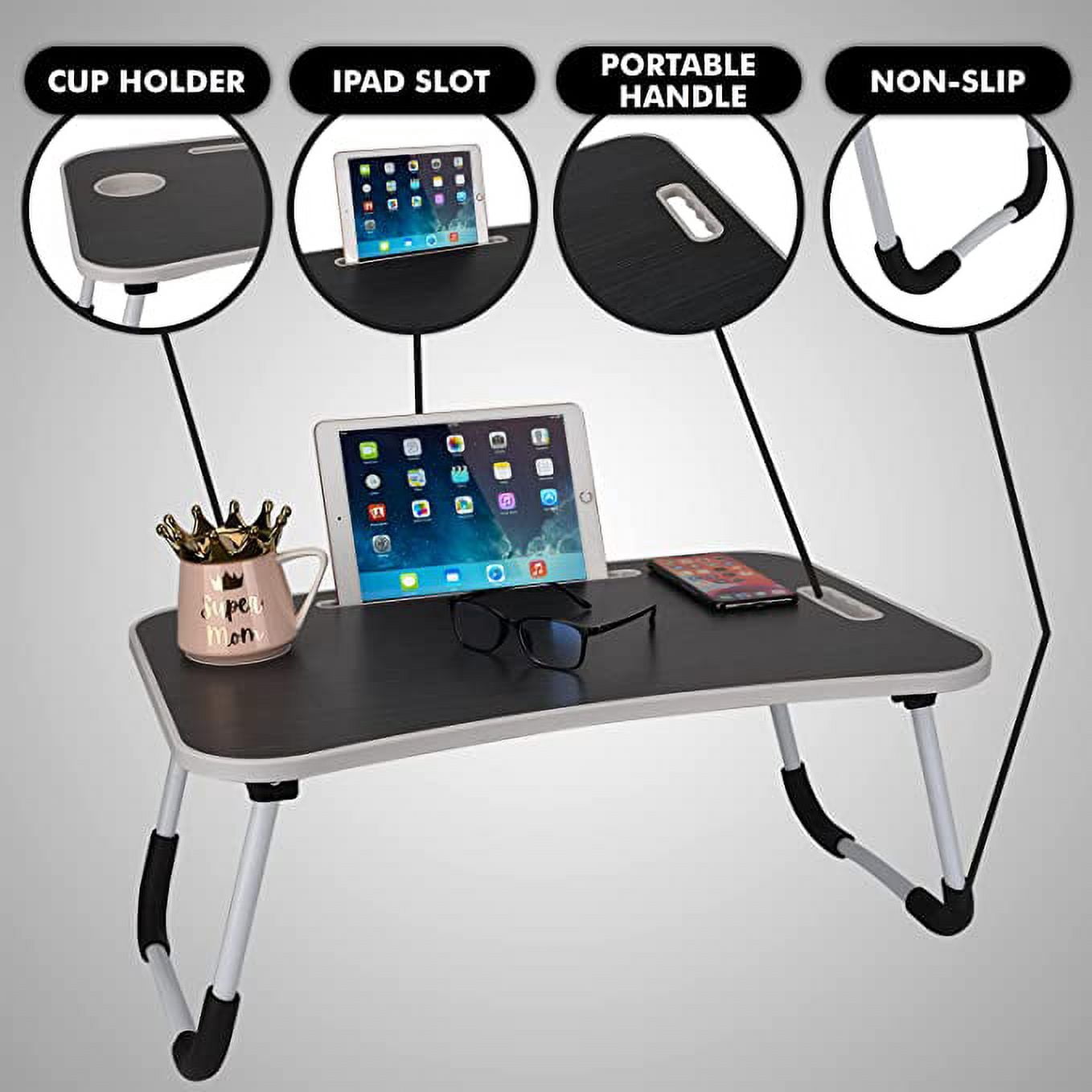 MavoCraft / Folding Lap Desk for Bed and Sofa / Dark Grey