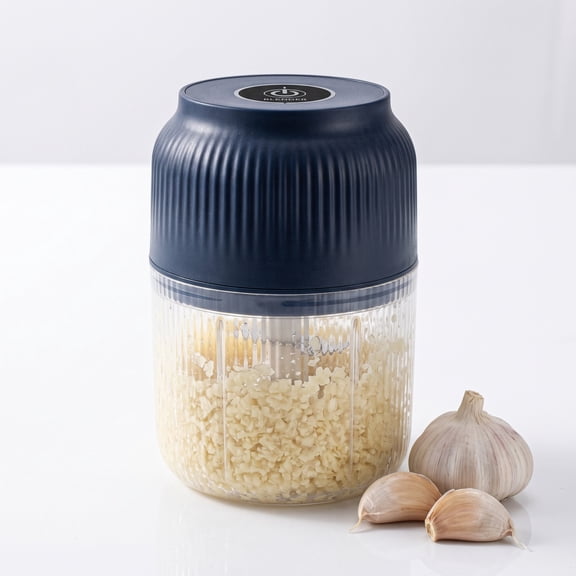 Portable Vegetable Chopper, Rechargeable Garlic Mincer with Transparent 250ml Bowl and Detachable Blades, Mini Electric Food Chopper for Small Portion Meat Nuts Herbs and Spice Grinding