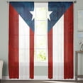 thumbnail image 3 of Puerto Rico Flag Love Country Semi Sheer Curtains 72 Inch Length 2 Panels Set, Red White Stripes Palm Leaf Sheer Kitchen Curtain Privacy Voile Window Curtain for Living Room Bedroom Rod Pocket Drapes, 3 of 7