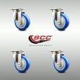 thumbnail image 2 of 4 Inch 316SS Blue Polyurethane Wheel Swivel Top Plate Caster Set Service Caster, 2 of 2