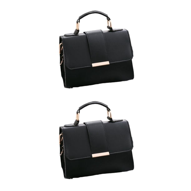 Qarigey Manténgase manos libres y con estilo con el bolso de hombro versátil Bolsos de cuero Bolsos cruzados Bolso de mujer Negro Negro 2piezas