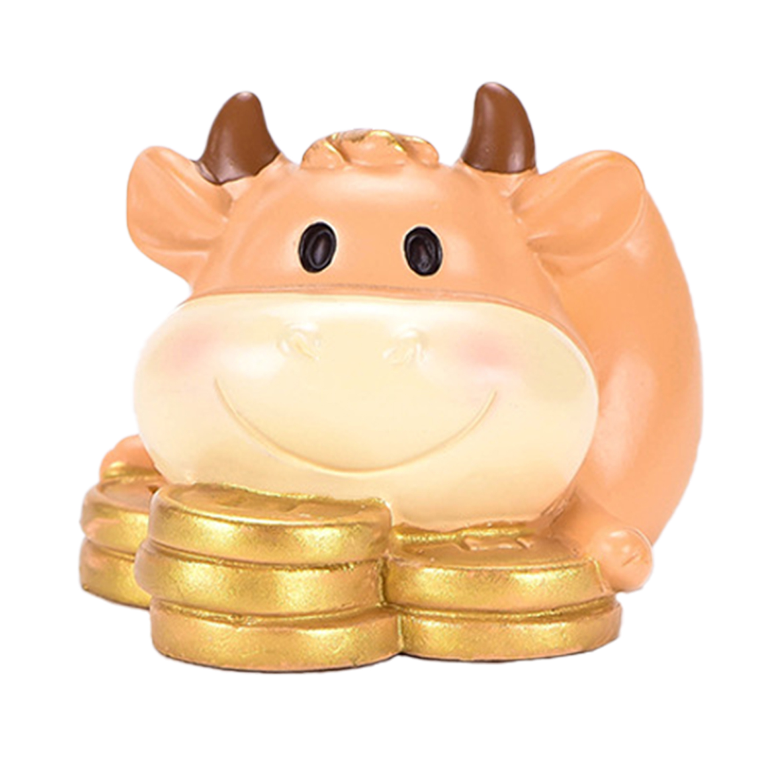 Oxgift Farfi Cute Gold Ox Ornament Resin DIY Animal Figurines Car Desktop ...