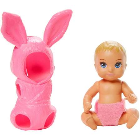 Photo 1 of Barbie Skipper Babysitters Inc. Baby Doll with Removable Pink Bunny Onesie Costume & Diaper for 3 to 7 Year Olds