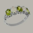 thumbnail image 3 of LBG British Made 10k White Gold Natural Peridot & Opal Womens Eternity Ring - 33 size options - Size 10.25, 3 of 8