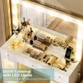 thumbnail image 3 of Makeup Vanity with 3 Modes Lighted Mirror & 12 LED Bulbs, Glass Top Vanity Desk with Power Outlet, 3 of 6
