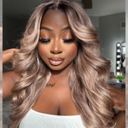 LUVME Ash Blonde Loose Body Wave 5x5 Closure Lace Glueless Wig Breathable Cap