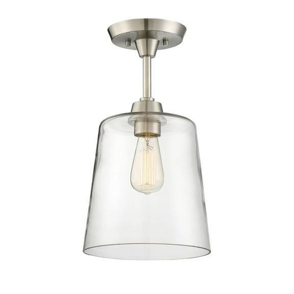 Meridian M60010BN 1 Light Semi Flush - Clear Glass Inner Shade with Brushed Nickel