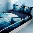 thumbnail image 2 of Erosebridal Cute Shark Zipper Full Size Comforter Sets with Fitted Sheet and 2 Pillowcases, Marine Fish Zipper Bedding Set, Navy Reversible, 2 of 7