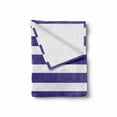 thumbnail image 2 of Striped Soft Flannel Fleece Throw Blanket, Nautical Marine Style Navy Blue and White Sailor Theme Geometric Pattern Art Print, Cozy Plush for Indoor and Outdoor Use, 70" x 90", Purple, by Ambesonne, 2 of 6