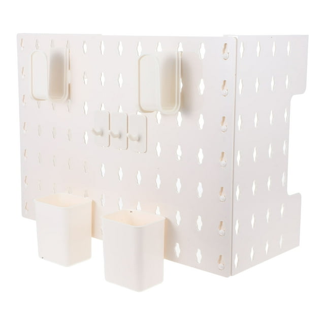 GOOHOCHY 1 Set White Pegboard Wall Organizer with Pipe Cover for Modern Living Room