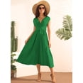 thumbnail image 2 of DARING DIVA Women Casual Sleeveless Wrap V Neck Midi Dress S Green, 2 of 6
