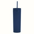 thumbnail image 3 of 16oz Slim Tumbler with Lid and Straw, Double Wall Insulated Plastic Travel Mug, Reusable Leakproof Water Bottle for Coffee & Cold Drinks, 450ml, 3 of 4