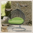 thumbnail image 2 of LeisureMod Hanging Swing Chair Two-Person Seater Egg Chair Grey Frame in Teardrop Design with Armrest Removable Zippered Washable Polyester Cushion Cover for Indoor and Patio Recluse Collection, 2 of 11