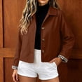 thumbnail image 4 of Umfun Cropped Jackets for Women Collared Button Down Casual Fall Winter Lightweight Coats for Women with Contrast Cuff Detail for Work Office and Daily Wear Activities, 4 of 9